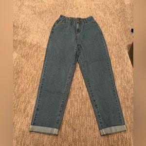 SHEIN Plicated Detail Paper Bag Waist Jeans